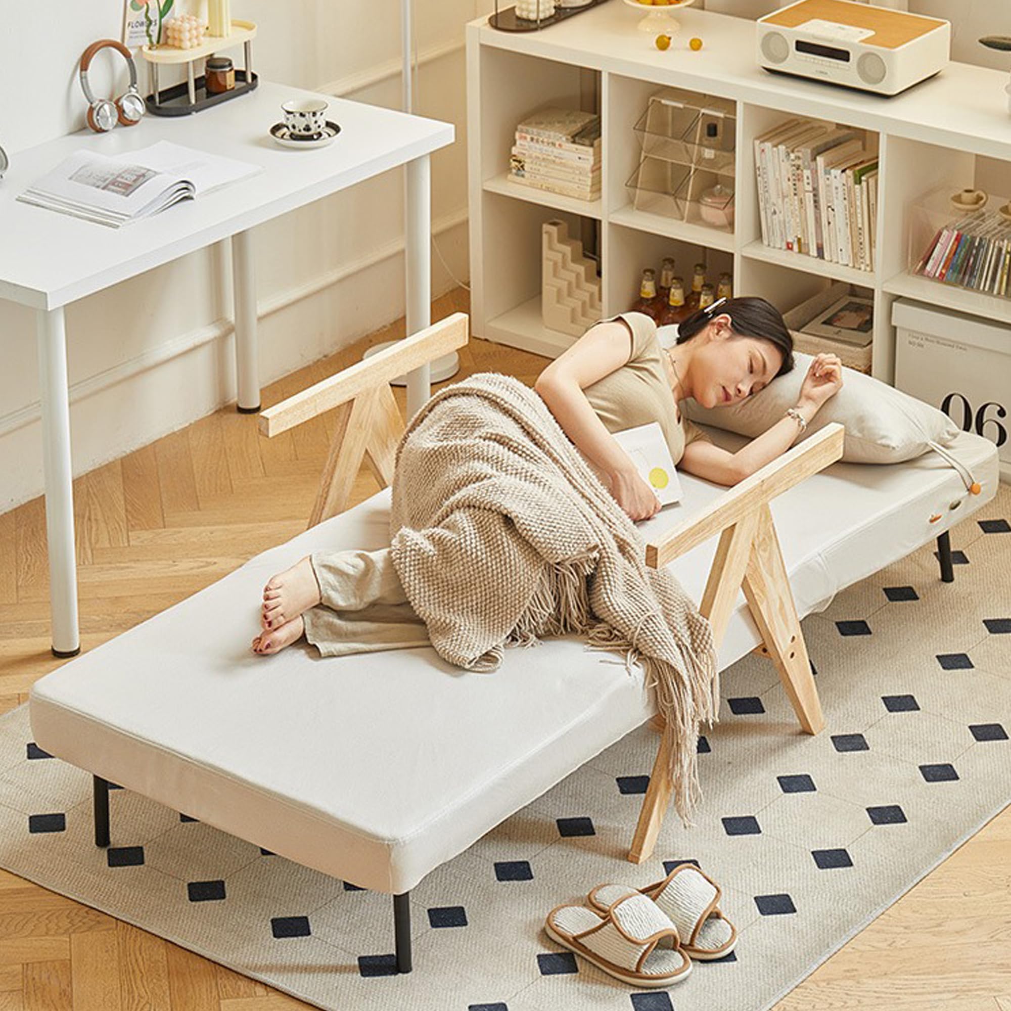 Amazon｜ARTFILIF シングルソファベッド 折りたたみソファベッド ログ